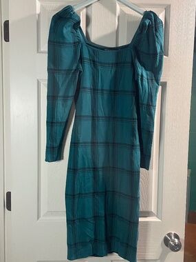 NY&C Teal and Black Plaid Knit Dress